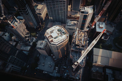 High angle view of buildings in city