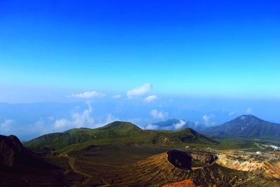 Scenic view of landscape against blue sky