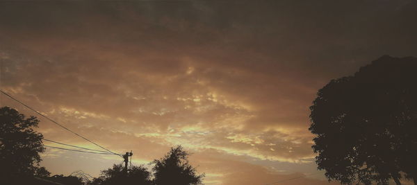 Low angle view of silhouette trees against sky during sunset