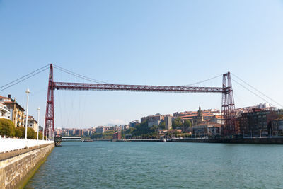 View of bridge over river against clear sky