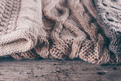 High angle view of wool on table