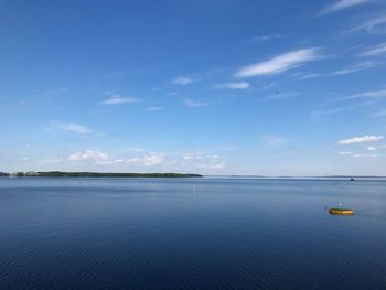 Scenic view of sea against blue sky