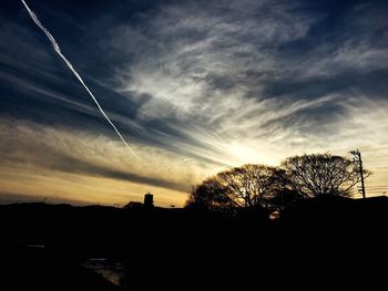 Silhouette trees against sky during sunset