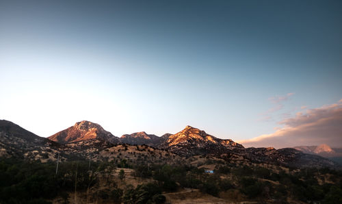 Scenic view of rocky mountains against sky