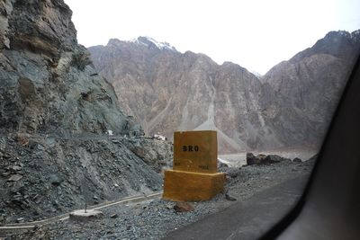 Scenic view of rocky mountains against clear sky