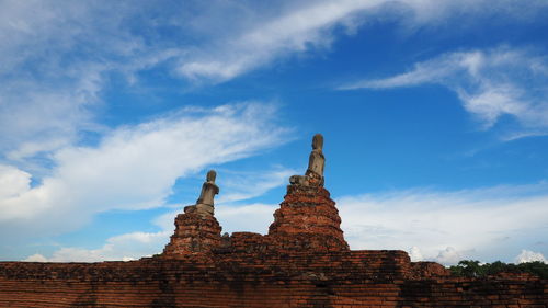 Low angle view of old building against sky