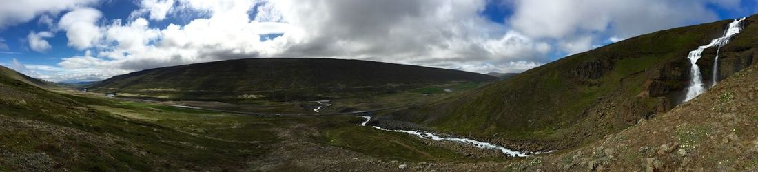 Panoramic view of landscape against cloudy sky