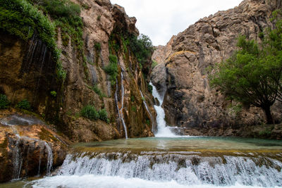 Waterfall in the rocks with trees