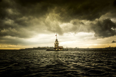 Scenic view of sea against cloudy sky