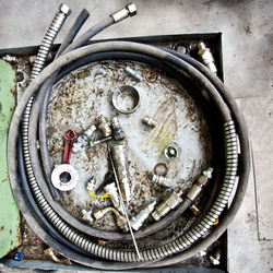 High angle view of machine part