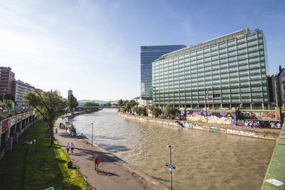 Panoramic view of buildings in city against sky