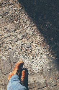 Low section of man standing on ground