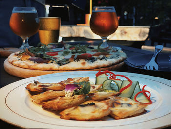 Close-up of pizza on table