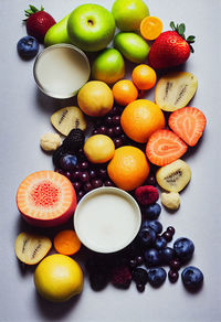 High angle view of fruits on table