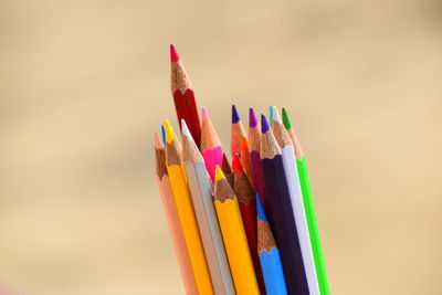 Close-up of multi colored pencils