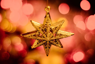 Close-up of illuminated christmas tree at night