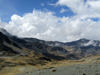 Scenic view of mountains against sky