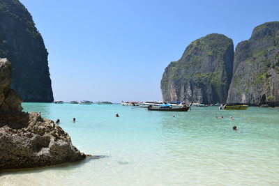 Scenic view of sea against clear sky