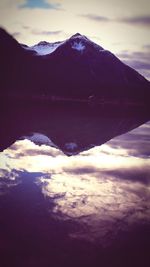 Scenic view of lake with mountains in background