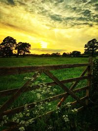 Scenic view of field against cloudy sky