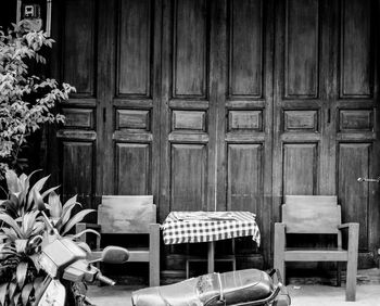 Empty chairs and table