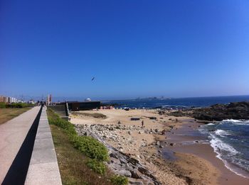 Scenic view of sea against clear sky