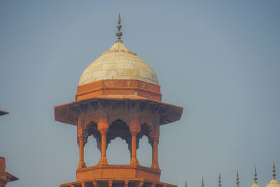 Low angle view of temple building against clear sky