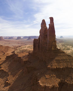Aerial panoramas of desert landscape of iconic monument valley i