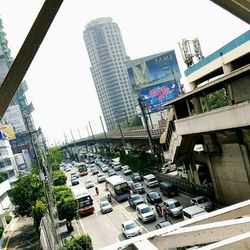 View of city street against clear sky