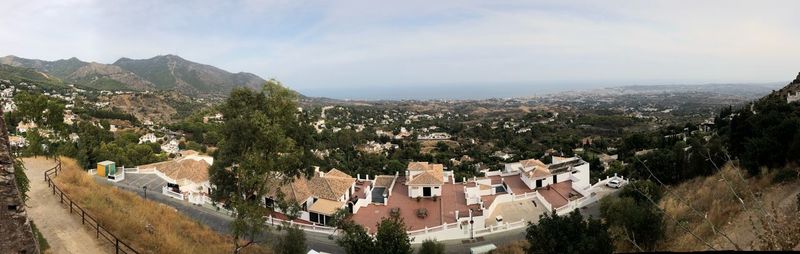 High angle view of townscape against sky