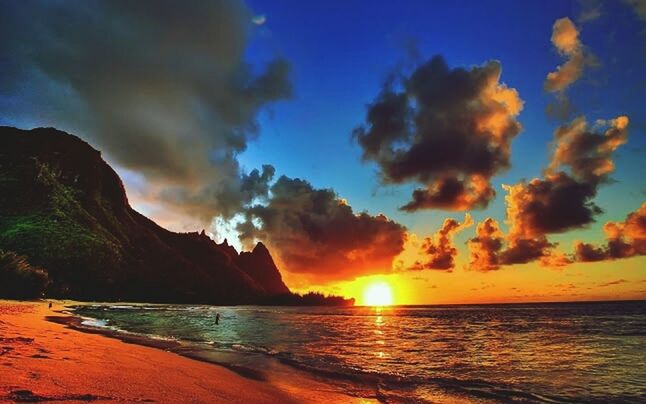sea, water, sunset, sky, beach, scenics, beauty in nature, cloud - sky, tranquil scene, horizon over water, tranquility, shore, sun, idyllic, nature, cloud, orange color, cloudy, dramatic sky, sunlight