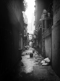 Narrow alley along buildings