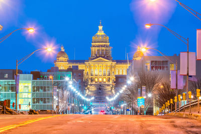 City lit up at night