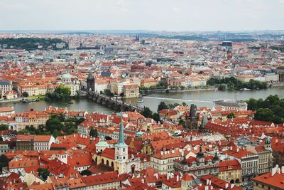 High angle view of townscape against sky