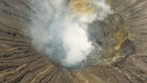 Aerial view of volcano crater mount gunung bromo is an active volcano,tengger semeru national park.