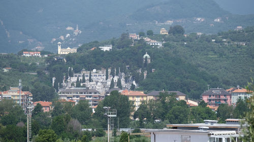 Chiavari cemetery from lavagna, genova, liguria, italy.