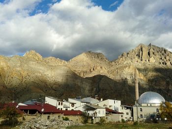 Panoramic view of mountains against sky