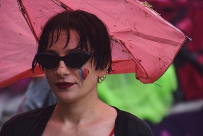 Portrait of woman wearing sunglasses