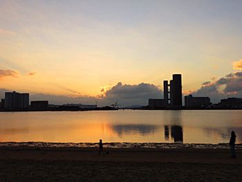 View of cityscape at sunset