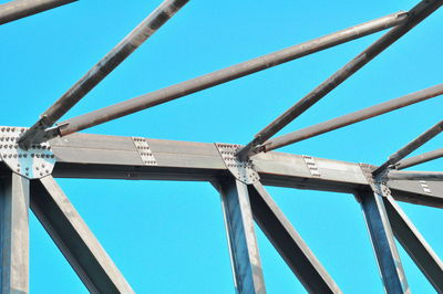 Low angle view of bridge against blue sky