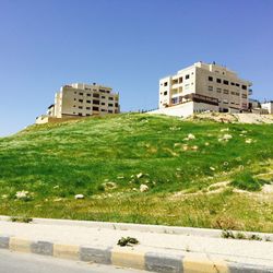 View of building against clear blue sky