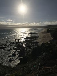 Scenic view of sea against sky at sunset