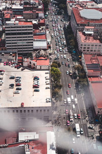 High angle view of traffic on city street