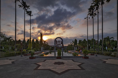 View of city against sky during sunset