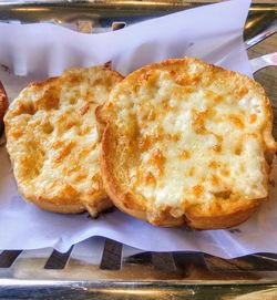 High angle view of bread on table