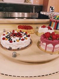 High angle view of cupcakes on table