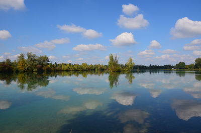 Scenic view of lake against sky