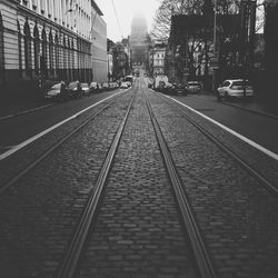 Railroad tracks in city