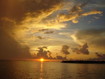 Scenic view of sea at sunset