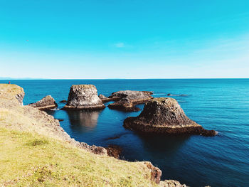 Scenic view of sea against clear sky